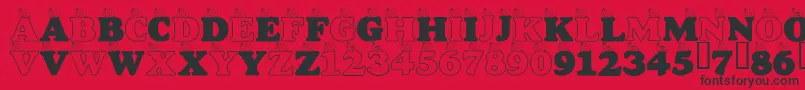 LmsASnailsPace-Schriftart – Schwarze Schriften auf rotem Hintergrund