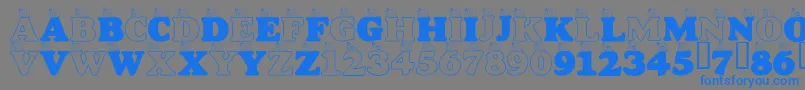 フォントLmsASnailsPace – 灰色の背景に青い文字