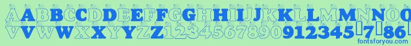 LmsASnailsPace Font – Blue Fonts on Green Background