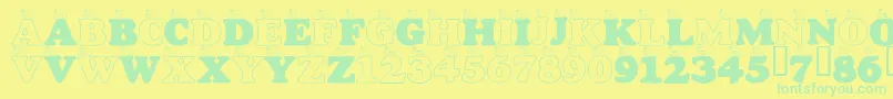 フォントLmsASnailsPace – 黄色い背景に緑の文字
