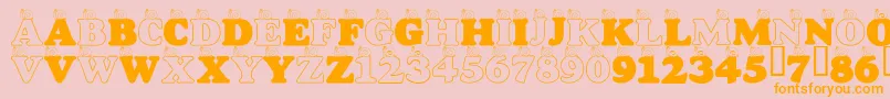 LmsASnailsPace-Schriftart – Orangefarbene Schriften auf rosa Hintergrund