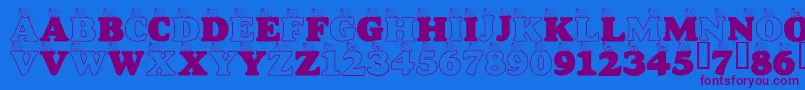 LmsASnailsPace-Schriftart – Violette Schriften auf blauem Hintergrund