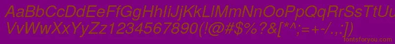 TexgyreherosItalic Font – Brown Fonts on Purple Background