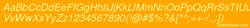 More about TexgyreherosItalic Font TexgyreherosItalic Font – Yellow Fonts on Orange Background