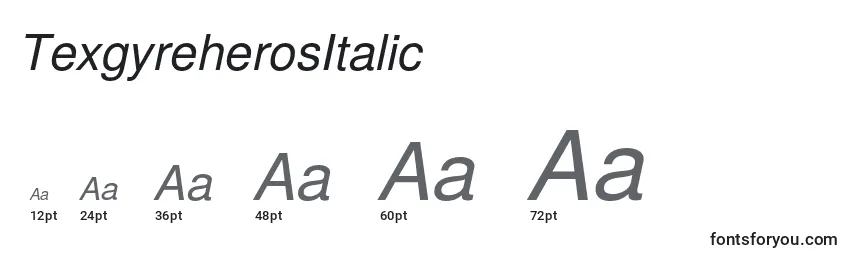 Размеры шрифта TexgyreherosItalic