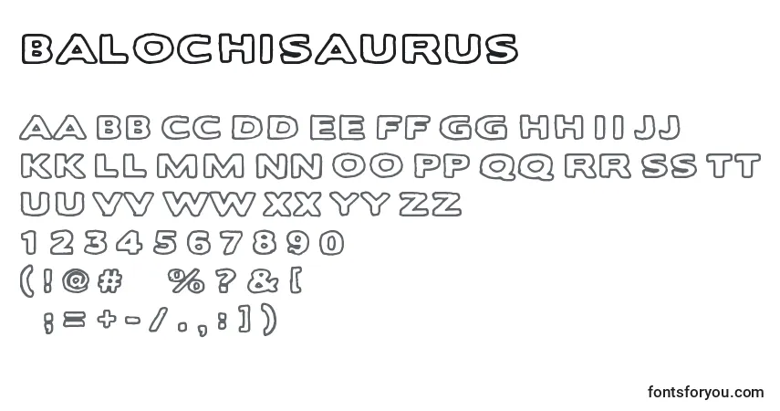 Czcionka Balochisaurus – alfabet, cyfry, specjalne znaki