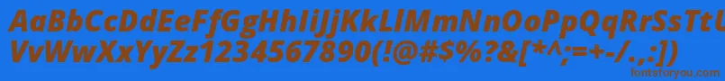 フォントOpenSansExtraboldItalic – 茶色の文字が青い背景にあります。