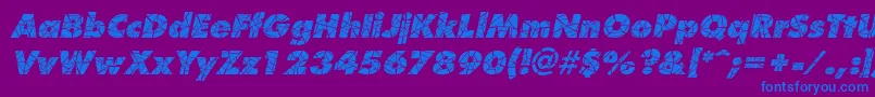 Fonte ShatterItalic – fontes azuis em um fundo violeta