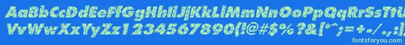 ShatterItalic-Schriftart – Grüne Schriften auf blauem Hintergrund