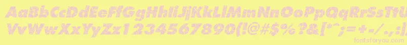 Fonte ShatterItalic – fontes rosa em um fundo amarelo