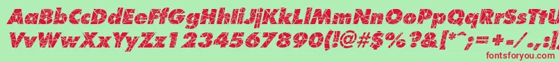 Fonte ShatterItalic – fontes vermelhas em um fundo verde