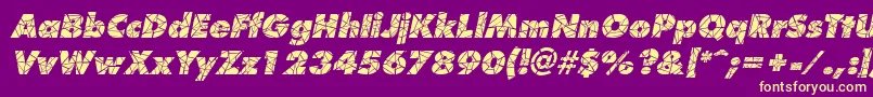 Fonte ShatterItalic – fontes amarelas em um fundo roxo