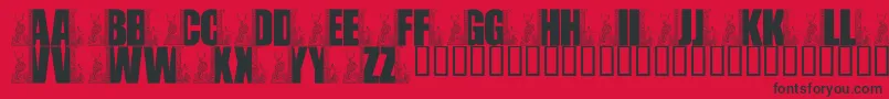 フォントLmsEgyptianBookends – 赤い背景に黒い文字