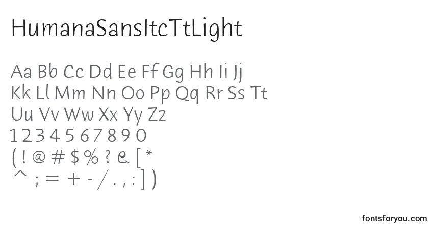 characters of humanasansitcttlight font, letter of humanasansitcttlight font, alphabet of  humanasansitcttlight font