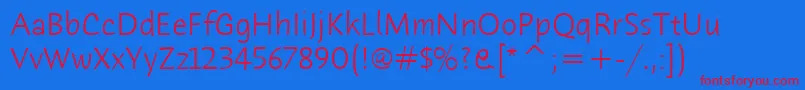 HumanaSansItcTtLight Font – Red Fonts on Blue Background