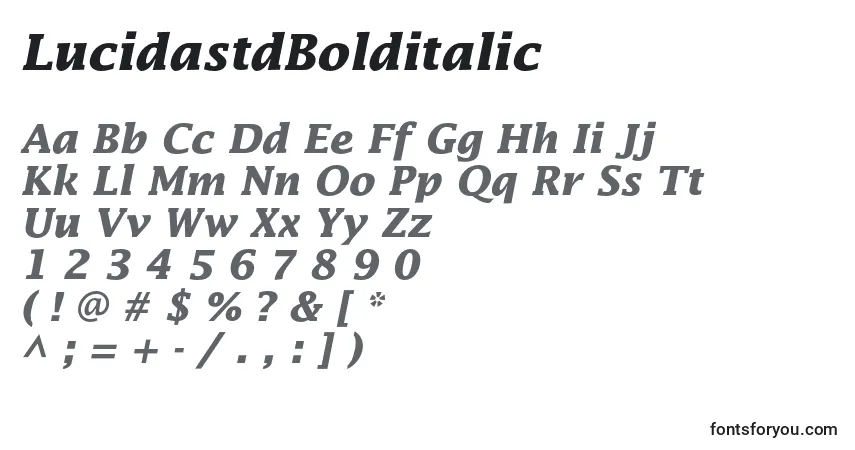 Schriftart LucidastdBolditalic – Alphabet, Zahlen, spezielle Symbole