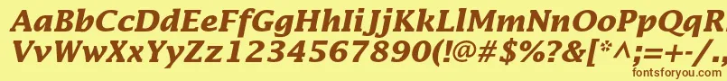 フォントLucidastdBolditalic – 茶色の文字が黄色の背景にあります。