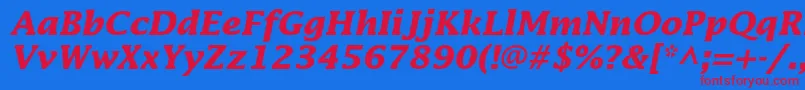 LucidastdBolditalic Font – Red Fonts on Blue Background