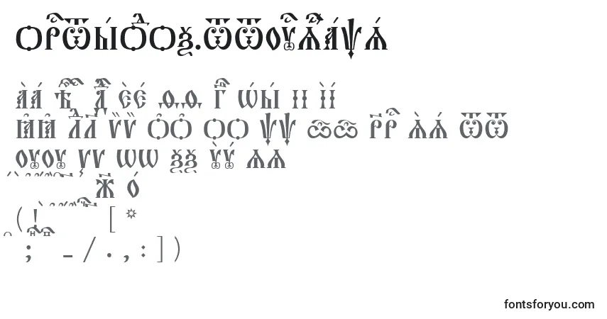 Czcionka Orthodox.TtUcs8Caps – alfabet, cyfry, specjalne znaki