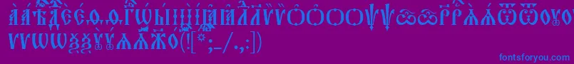 フォントOrthodox.TtUcs8Caps – 紫色の背景に青い文字