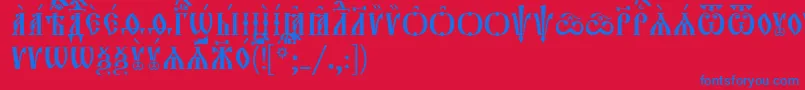 Шрифт Orthodox.TtUcs8Caps – синие шрифты на красном фоне