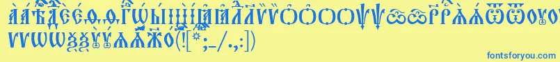 Orthodox.TtUcs8Caps Font – Blue Fonts on Yellow Background