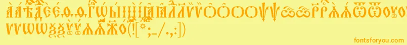 Orthodox.TtUcs8Caps Font – Orange Fonts on Yellow Background