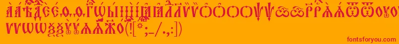 Orthodox.TtUcs8Caps Font – Red Fonts on Orange Background
