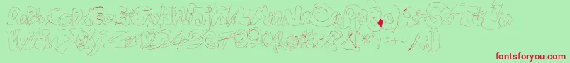 Fastype-Schriftart – Rote Schriften auf grünem Hintergrund