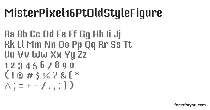MisterPixel16PtOldStyleFigure-fontti – aakkoset, numerot, erikoismerkit