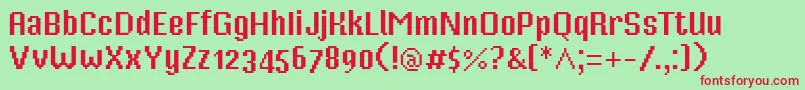 フォントMisterPixel16PtOldStyleFigure – 赤い文字の緑の背景