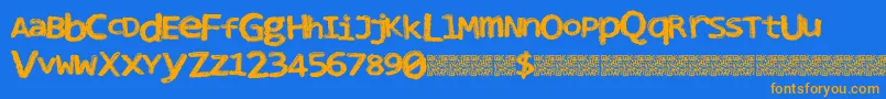 Weitere Informationen zur Clubnight-Schriftart Clubnight-Schriftart – Orangefarbene Schriften auf blauem Hintergrund