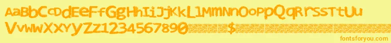 Clubnight-Schriftart – Orangefarbene Schriften auf gelbem Hintergrund