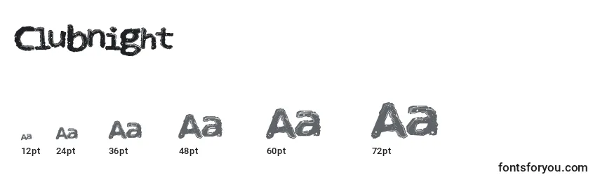 Clubnight Font Sizes