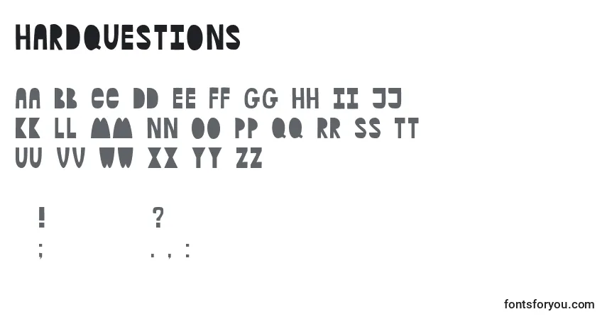Schriftart Hardquestions – Alphabet, Zahlen, spezielle Symbole