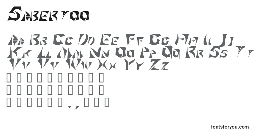 A fonte Sabertoo – alfabeto, números, caracteres especiais