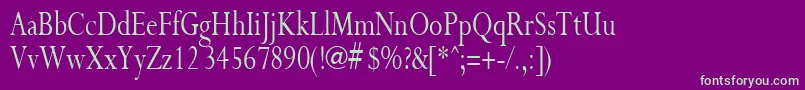 PurloincondensedRegular Font – Green Fonts on Purple Background