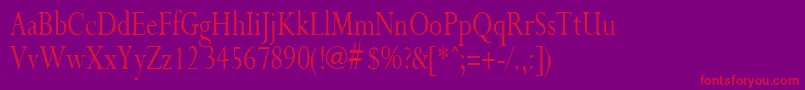 PurloincondensedRegular Font – Red Fonts on Purple Background