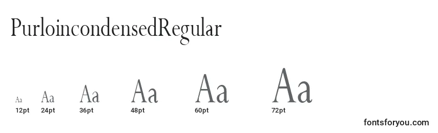 Размеры шрифта PurloincondensedRegular