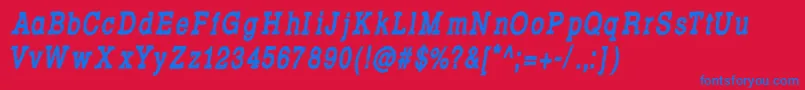 RowdyTypemachine8CondensedBoldItalic Font – Blue Fonts on Red Background
