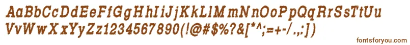 RowdyTypemachine8CondensedBoldItalic Font – Brown Fonts on White Background