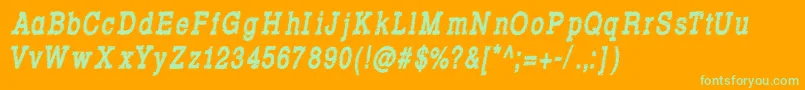 RowdyTypemachine8CondensedBoldItalic-Schriftart – Grüne Schriften auf orangefarbenem Hintergrund