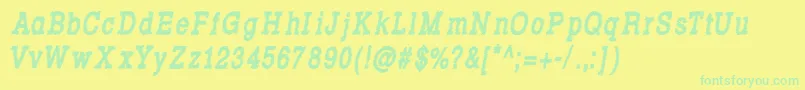 RowdyTypemachine8CondensedBoldItalic Font – Green Fonts on Yellow Background