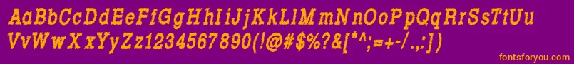RowdyTypemachine8CondensedBoldItalic Font – Orange Fonts on Purple Background