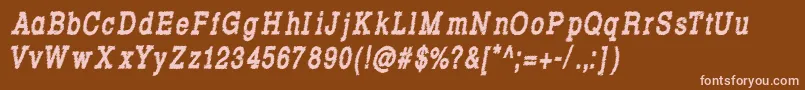 RowdyTypemachine8CondensedBoldItalic Font – Pink Fonts on Brown Background