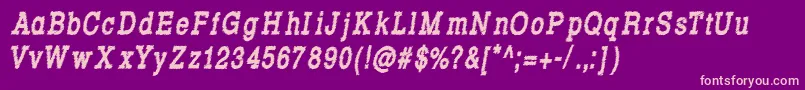 RowdyTypemachine8CondensedBoldItalic Font – Pink Fonts on Purple Background