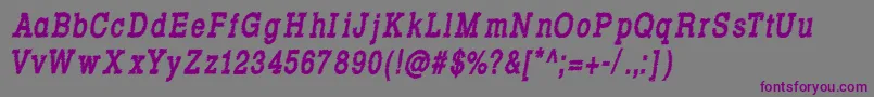 Шрифт RowdyTypemachine8CondensedBoldItalic – фиолетовые шрифты на сером фоне