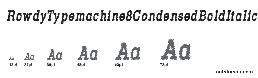 RowdyTypemachine8CondensedBoldItalic-fontin koot