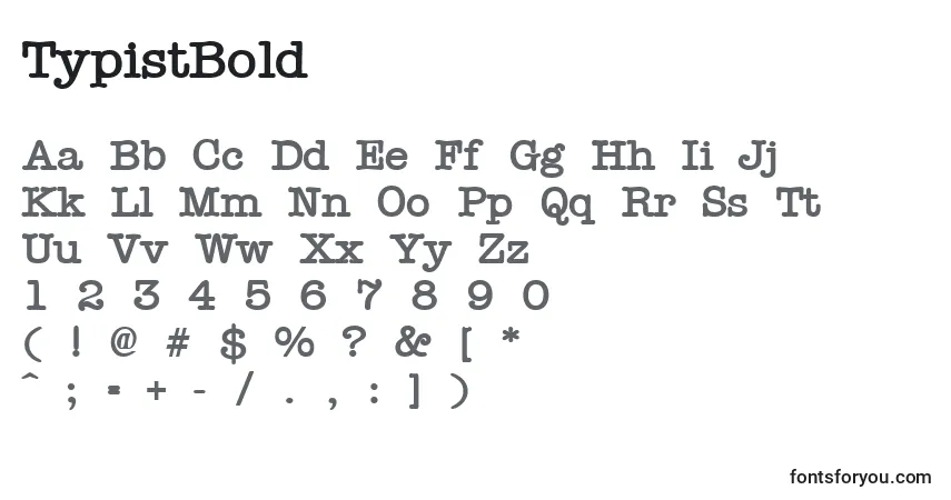 Schriftart TypistBold – Alphabet, Zahlen, spezielle Symbole