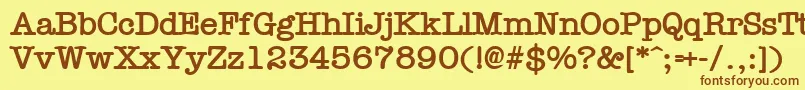 フォントTypistBold – 茶色の文字が黄色の背景にあります。